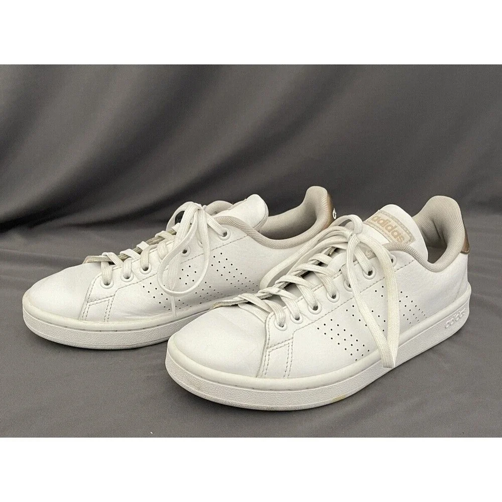 Adidas Womens 6.5 Cloudfoam‎ Advantage Sneakers Shoes White F36223 LowTop LaceUp